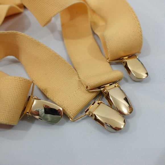 Cas Germany Suspender Mens Yellow Clip On X Back Adjustable Strap Stretch Formal - Picture 10 of 11